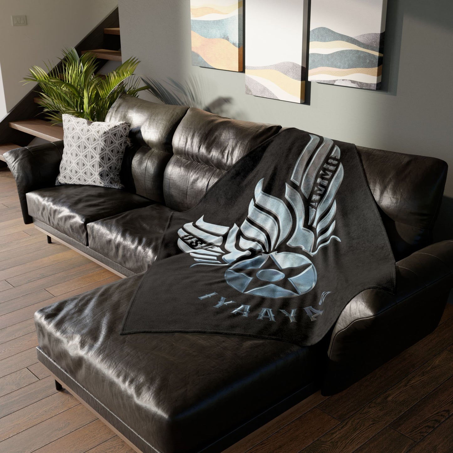 Shiny Chrome Hap Arnold Air Force Logo Combined With Pisspot USAF AMMO IYAAYAS Soft Polyester 50" x 60" Blanket