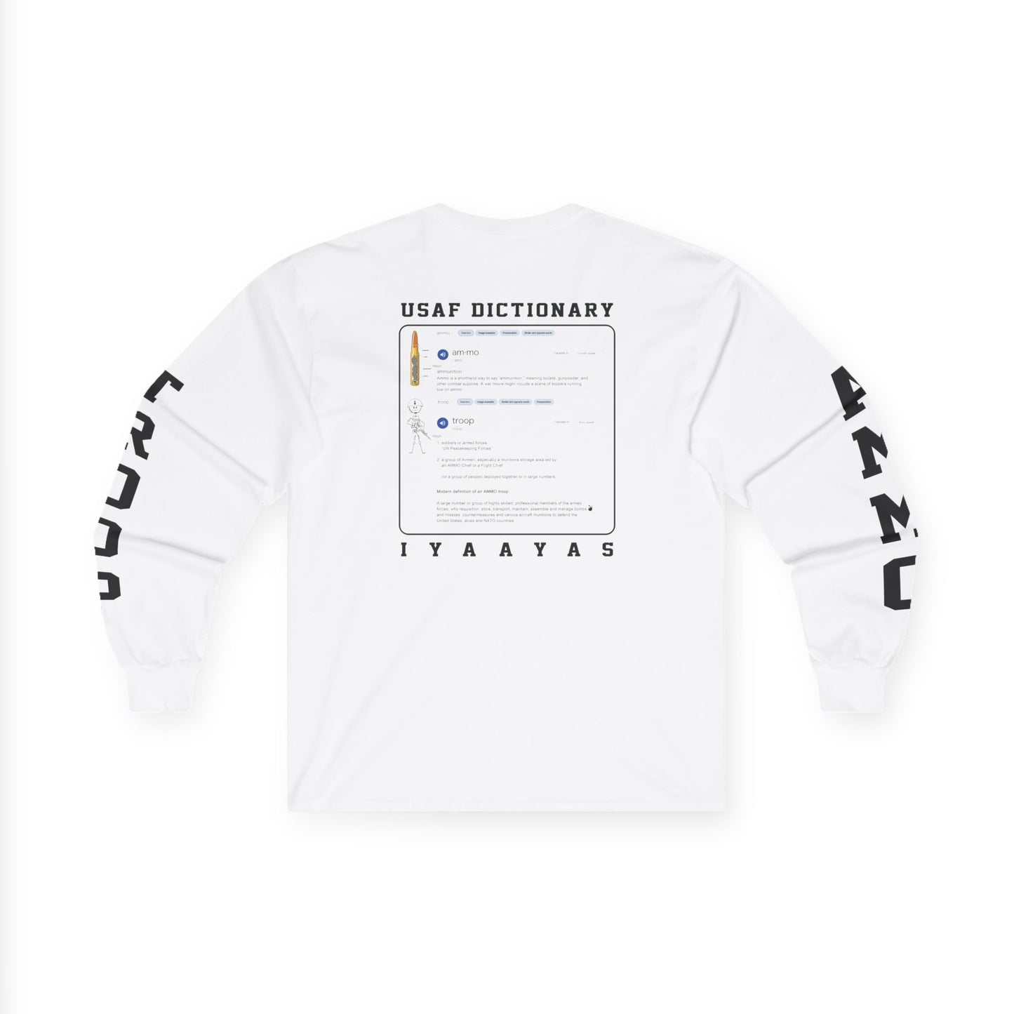 USAF AMMO Troop Dictionary Defintion and Meaning Mens Long Sleeve Cotton Shirt