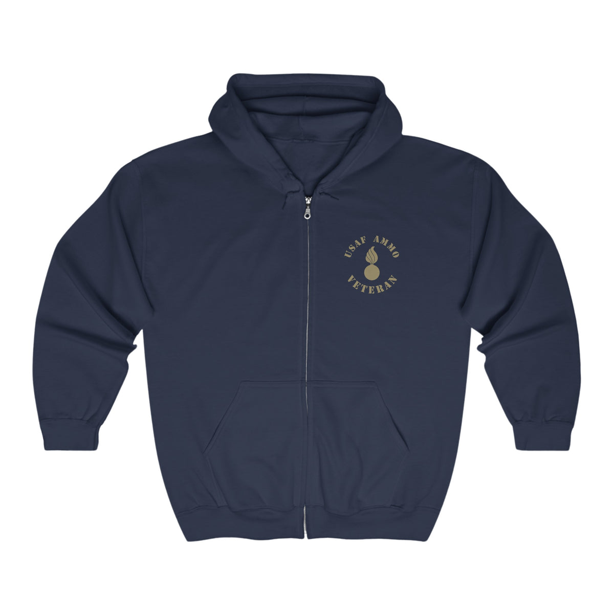 Proud USAF AMMO Veteran DD-214 Certified Pisspot Eagle Wings Unisex Heavy Blend™ Full Zip Hooded Sweatshirt