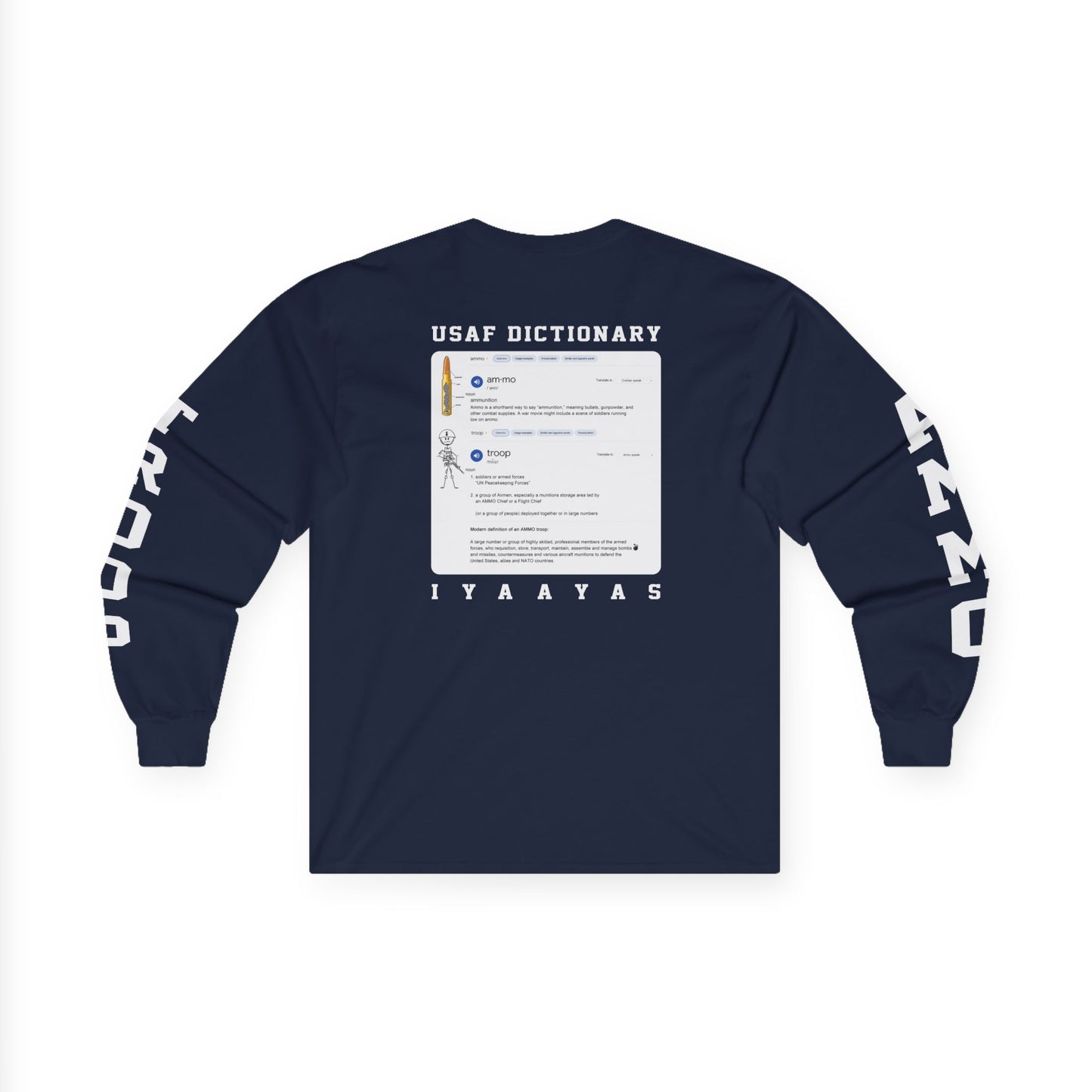 USAF AMMO Troop Dictionary Defintion and Meaning Mens Long Sleeve Cotton Shirt