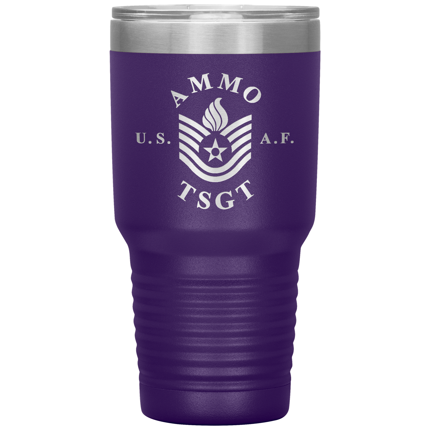 AMMO TSgt USAF Blues Stripe With Pisspot Flame Insulated Tumbler, 30oz
