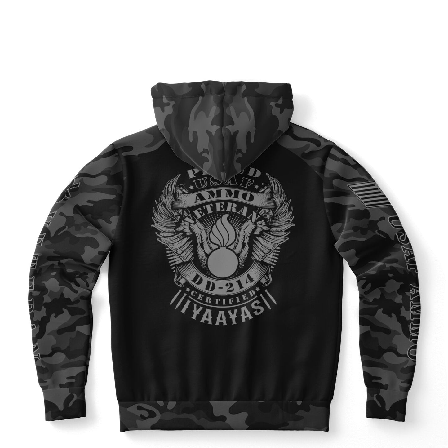 Black and Grey USAF AMMO Veteran DD-214 Fashion Hoodie - All Over Print