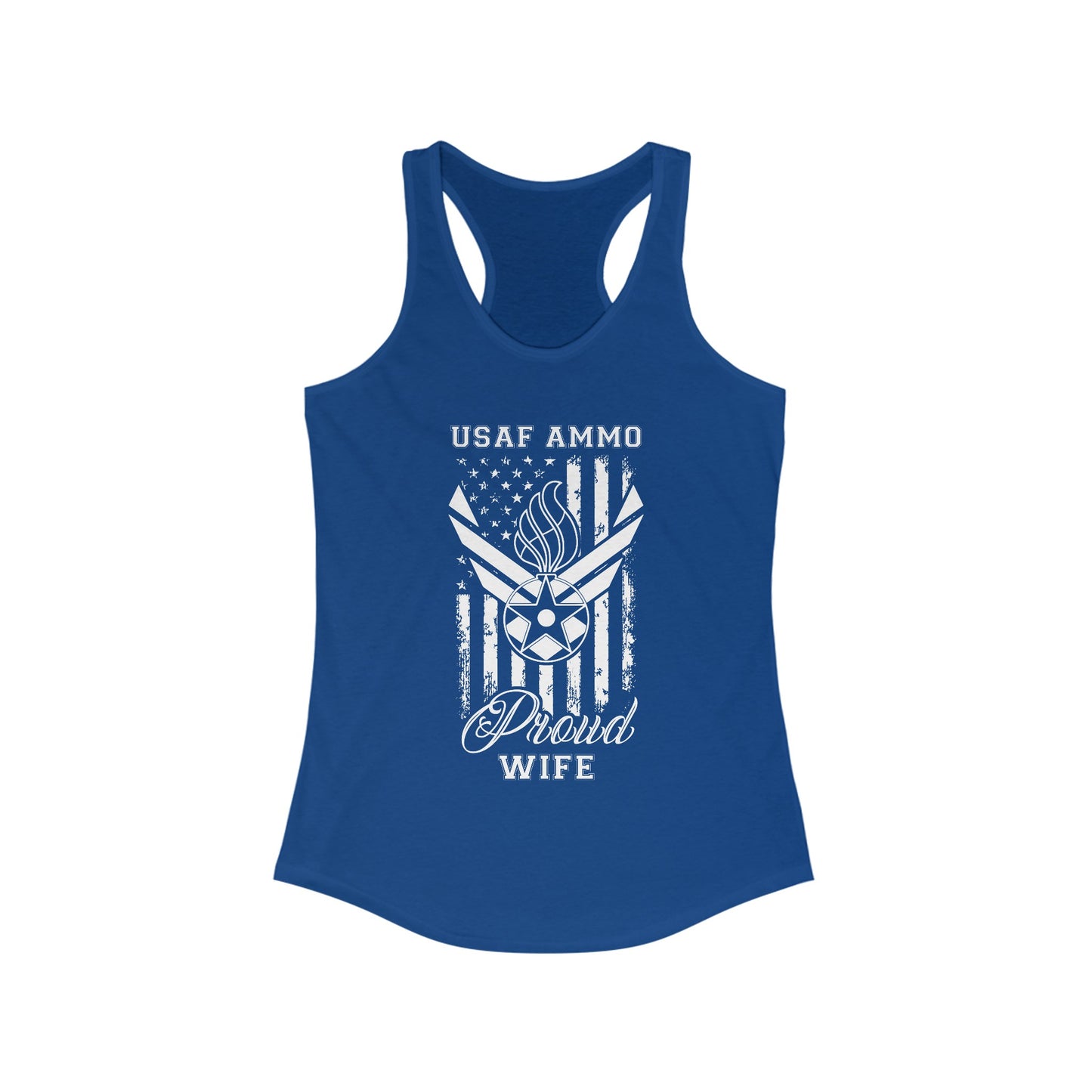 USAF AMMO Flag AF Vector With Pisspot Proud Wife Womens Ideal Racerback Tank Top