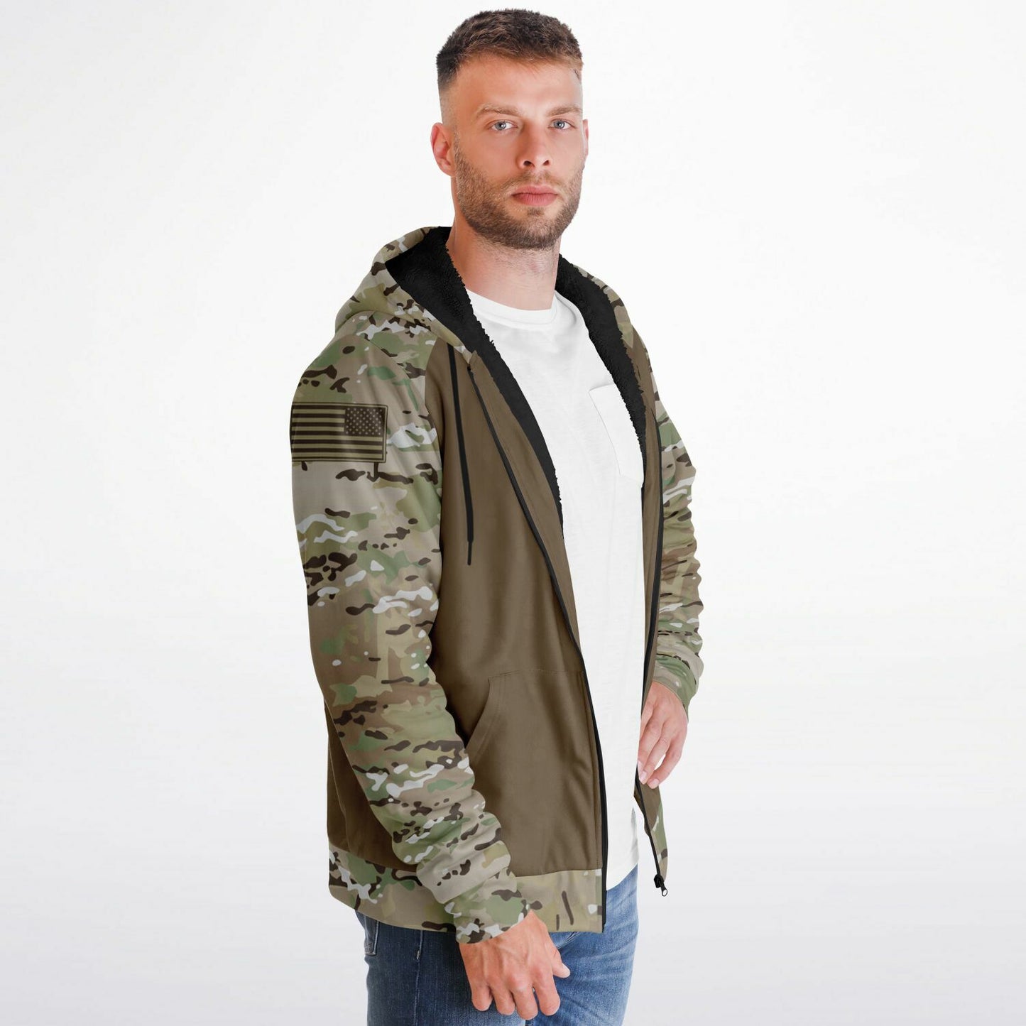 USAF AMMO Veteran OCP Style Microfleece Cold Weather Zip-Up Hoodie - All Over Print