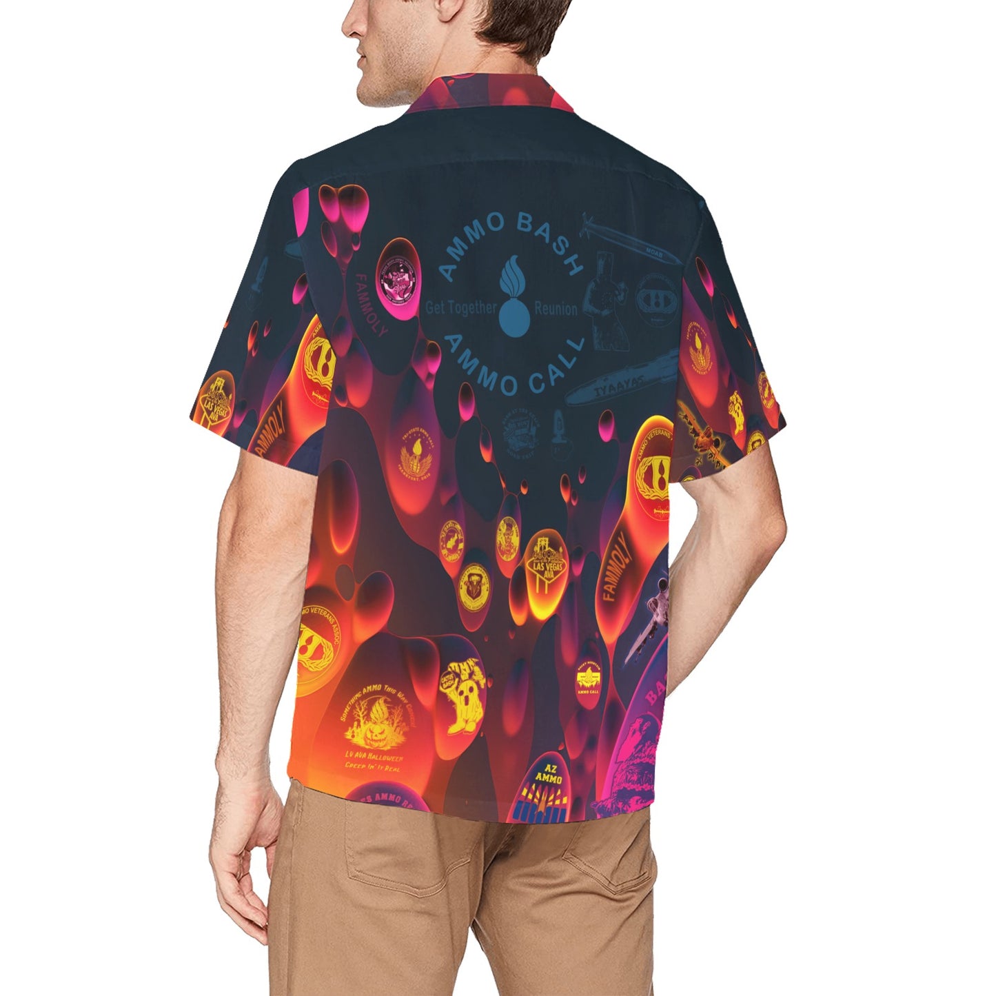 Universal USAF AMMO Call Bash Reunion Get Together Lava Lamp Veterans Association Logos Mens Event Hawaiian Shirt with Front Left Chest Pocket