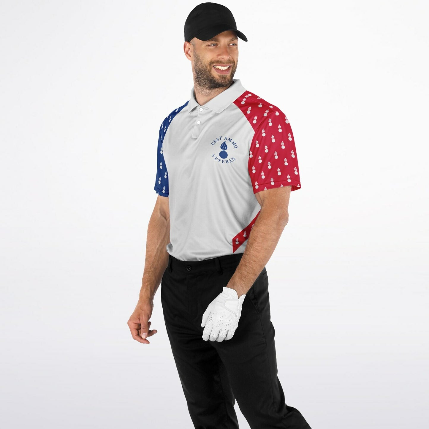 Proud USAF AMMO Veteran Pisspot Eagle Wings DD-214 Certified IYAAYAS Red White Blue Polo Shirt - All Over Print