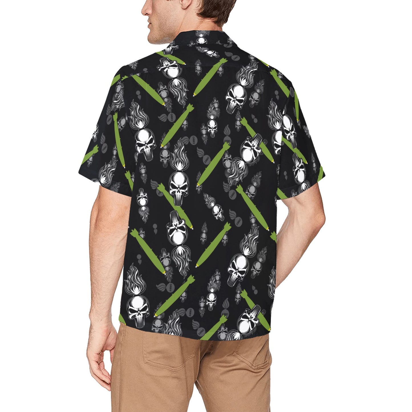 Punisher Skull Pisspots and Bombs Mens Hawaiian Shirt With Left Chest Pocket