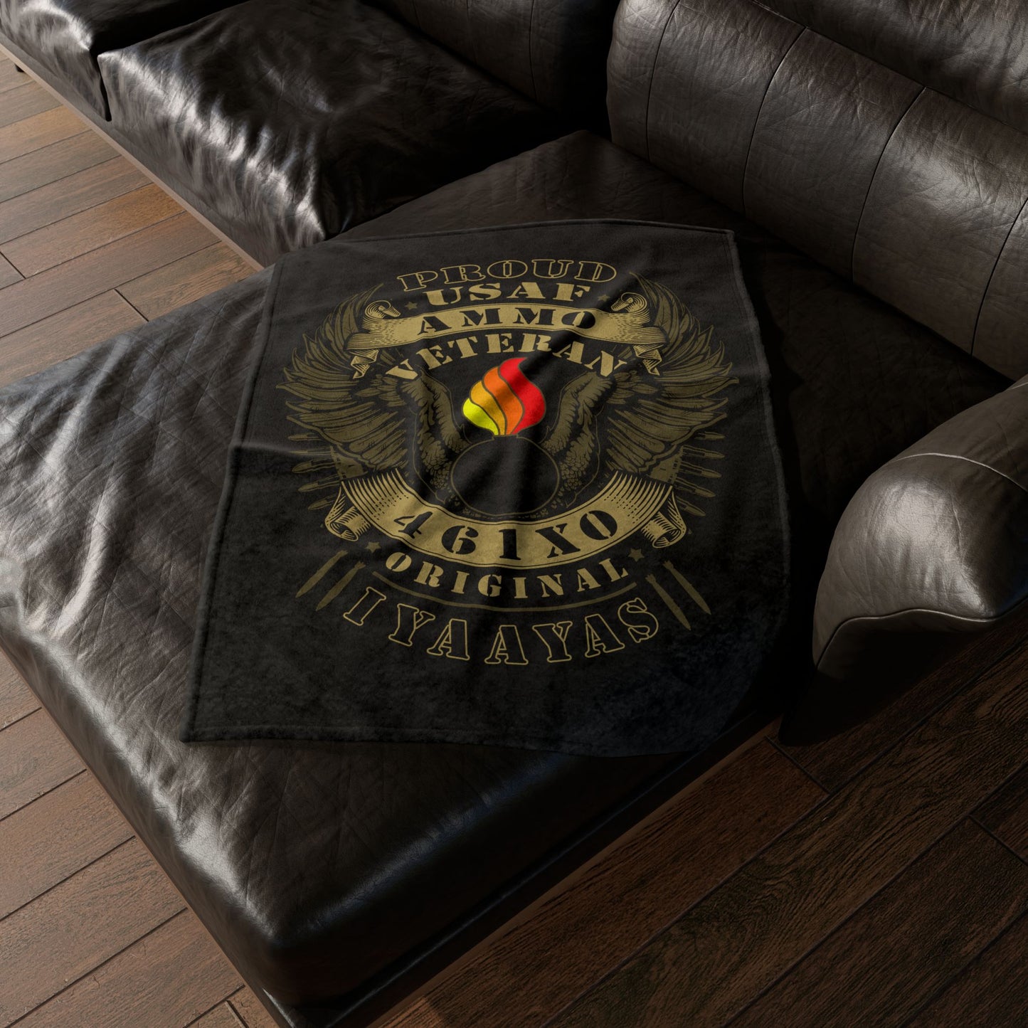 Proud USAF AMMO Veteran 461X0 Original IYAAYAS Pisspot Eagle Wings Vintage Scroll Ribbons Bomb Silhouettes Soft Polyester 30" x 40" Blanket