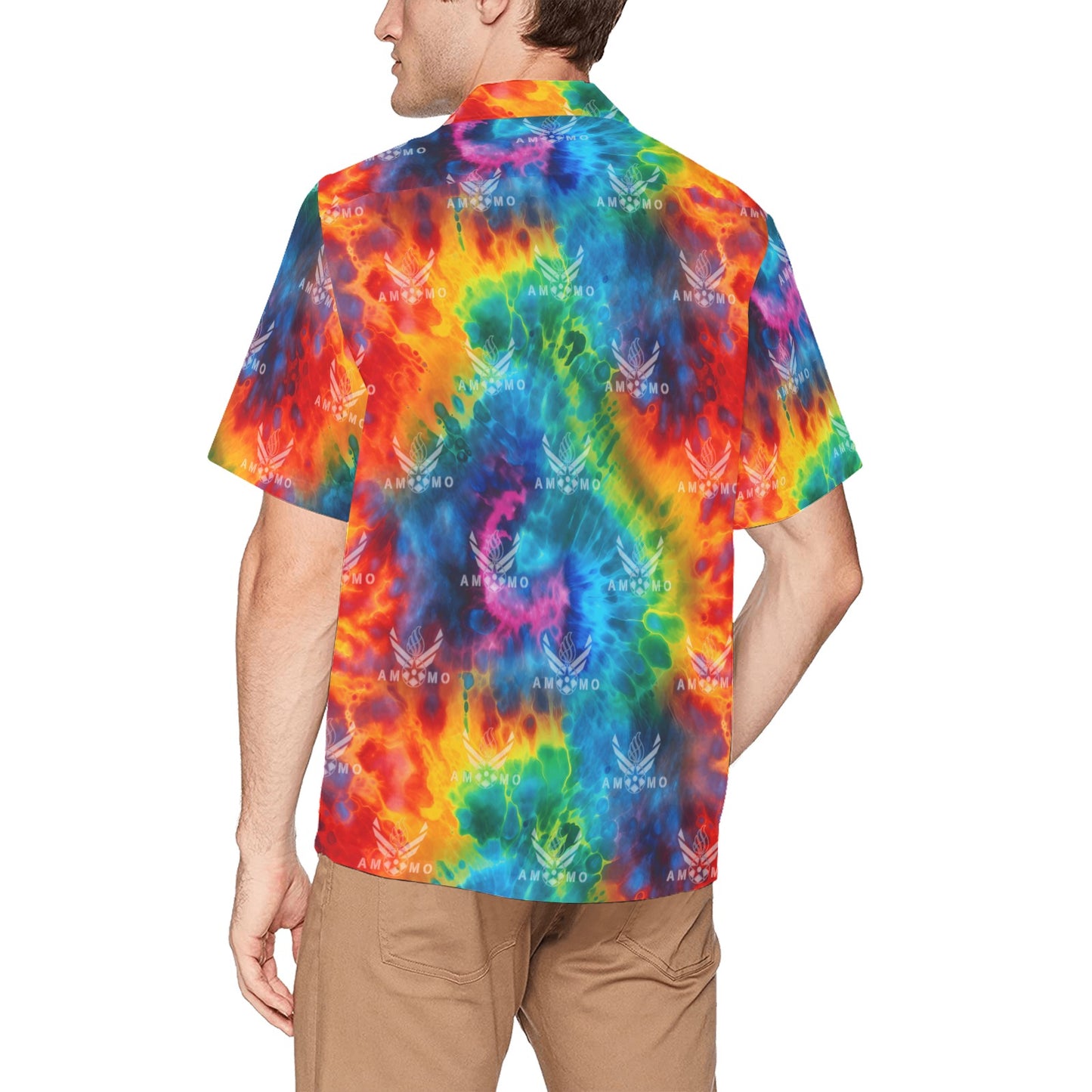 USAF AMMO Tie Dye AF Vectors Combined With Pisspots All Over Mens Hawaiian Shirt With Front Left Chest Pocket