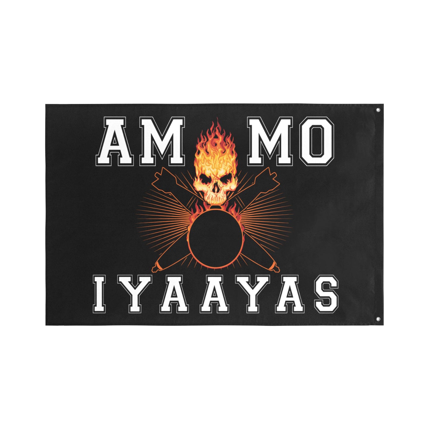 USAF AMMO Flaming Skull Crossed Bombs IYAAYAS 2 Sided Flag