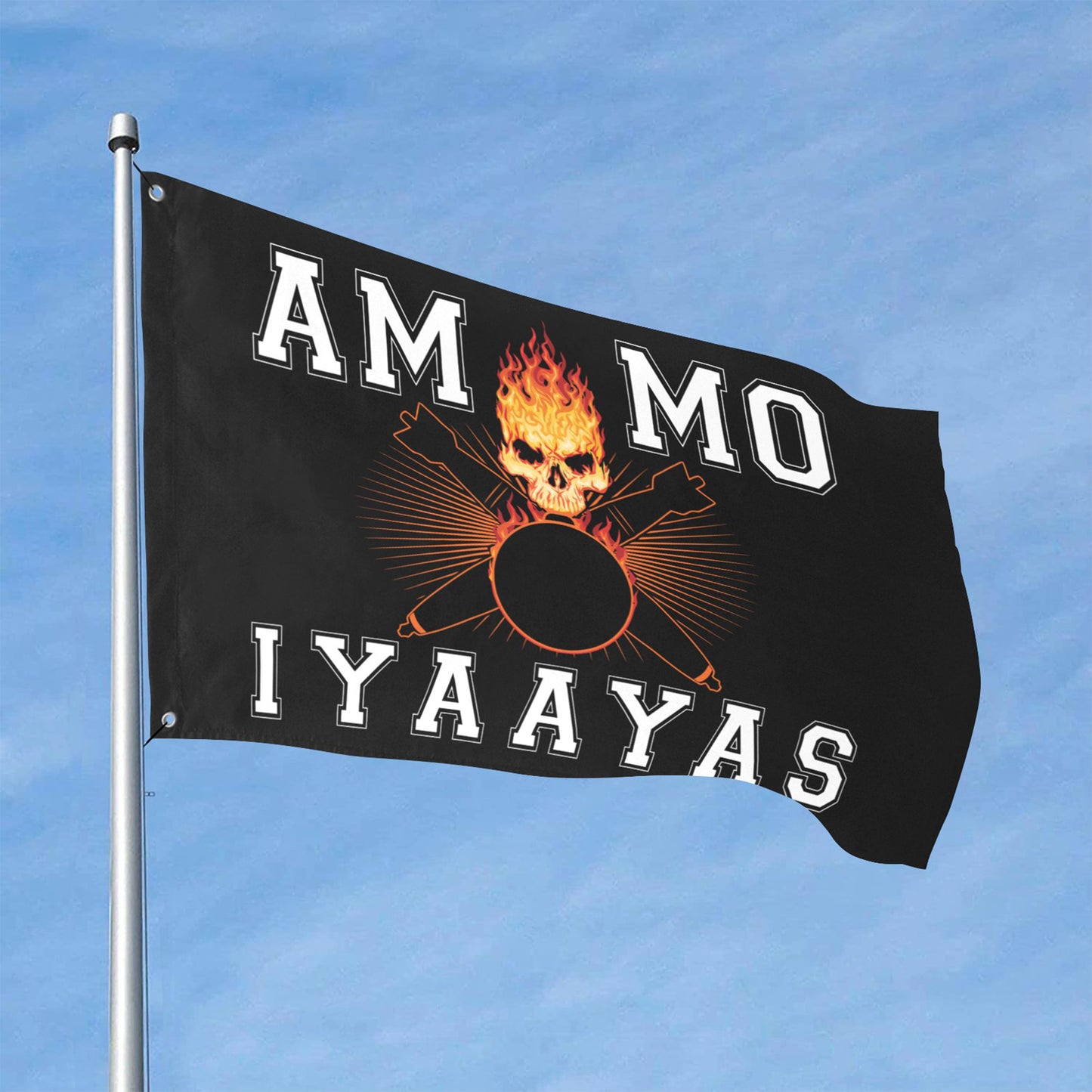 USAF AMMO Flaming Skull Crossed Bombs IYAAYAS 2 Sided Flag