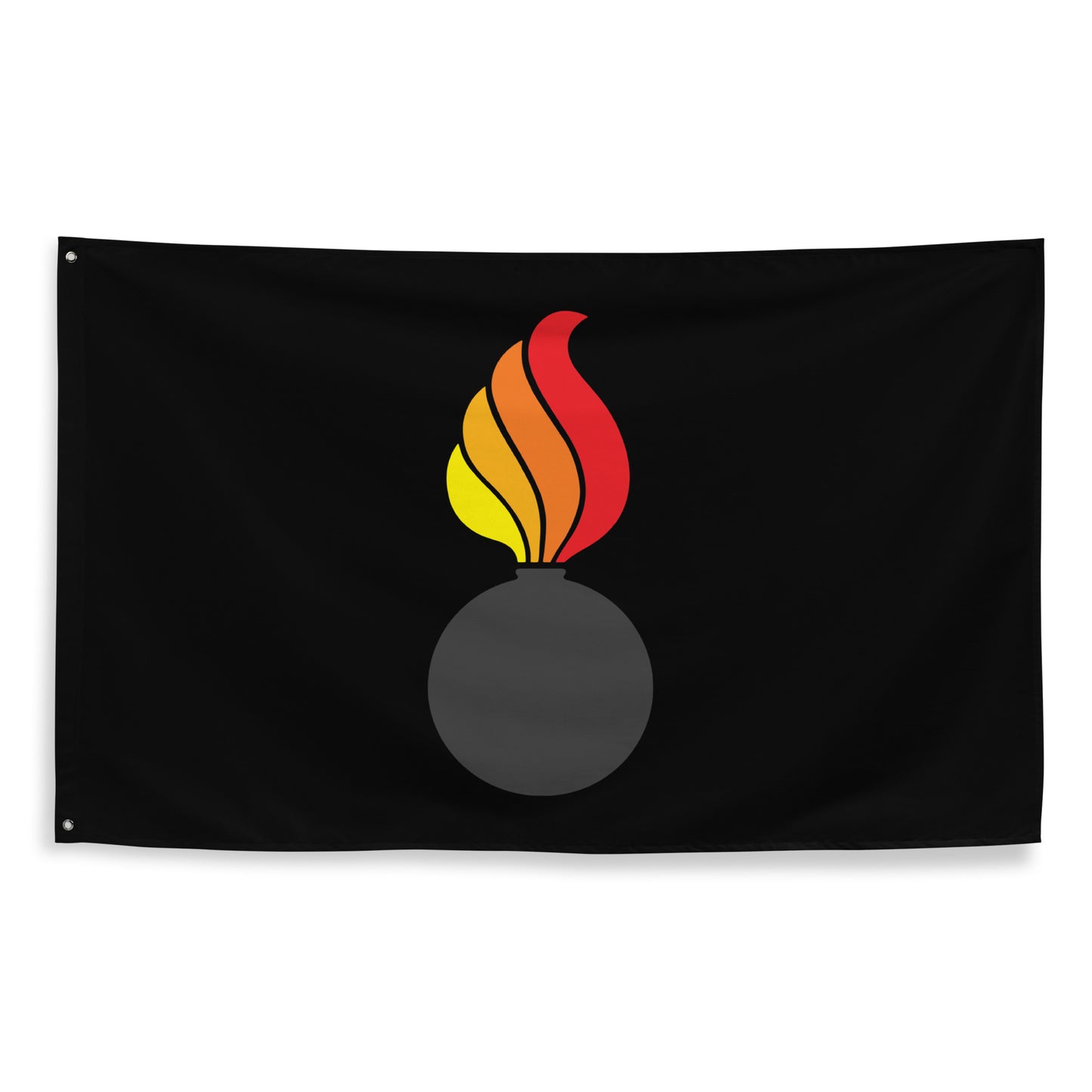 AMMO Black with Multi Color Flame Pisspot One-Sided Wall Flag