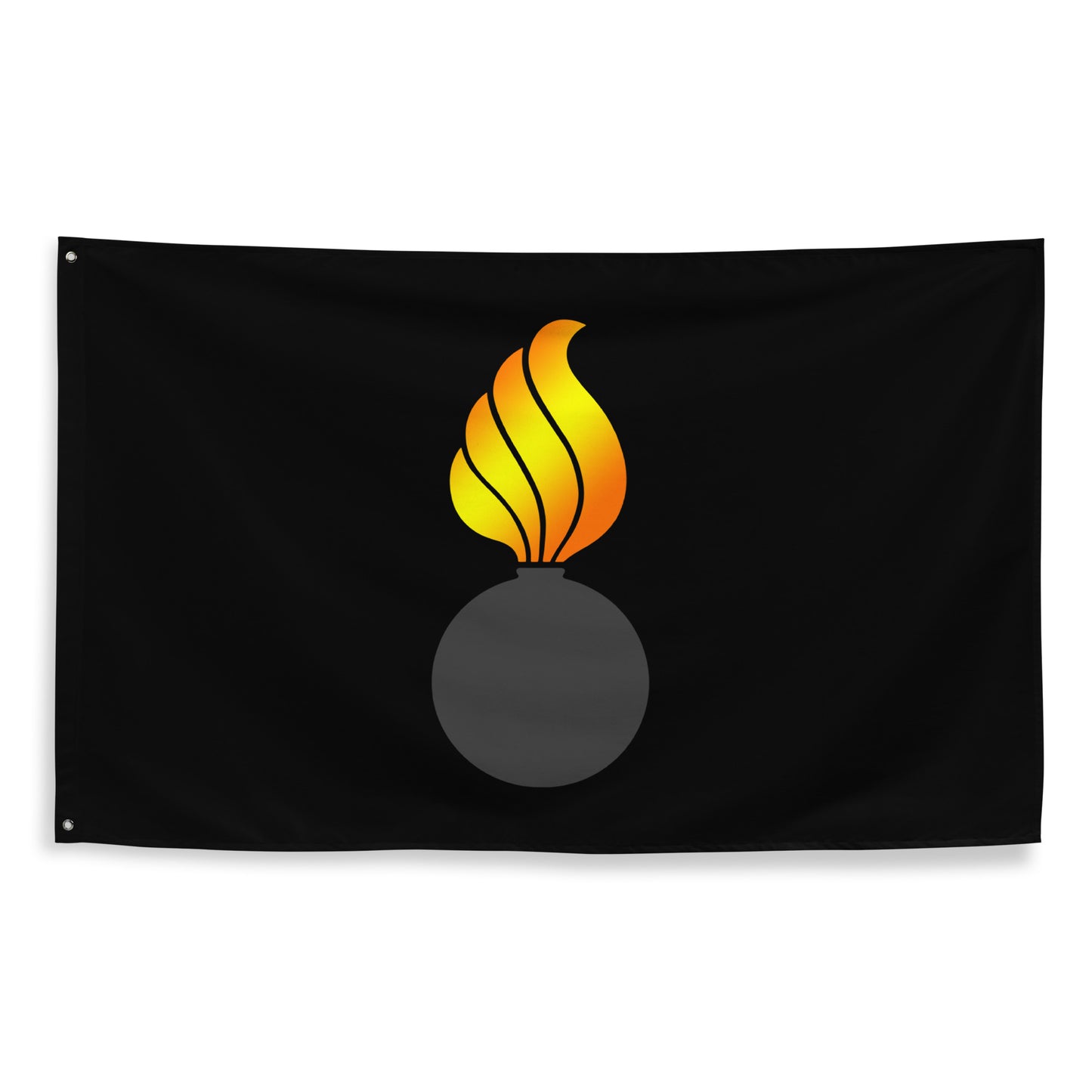 AMMO Black with a Yellow and Orange Color Flame Pisspot One-Sided Wall Flag