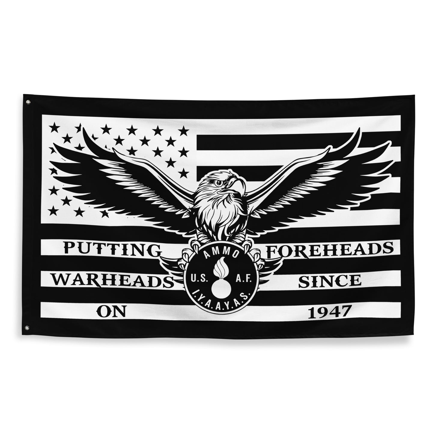 USAF AMMO American Flag Eagle AMMO Coin Putting Warheads On Foreheads Since 1947 One-Sided Wall Flag