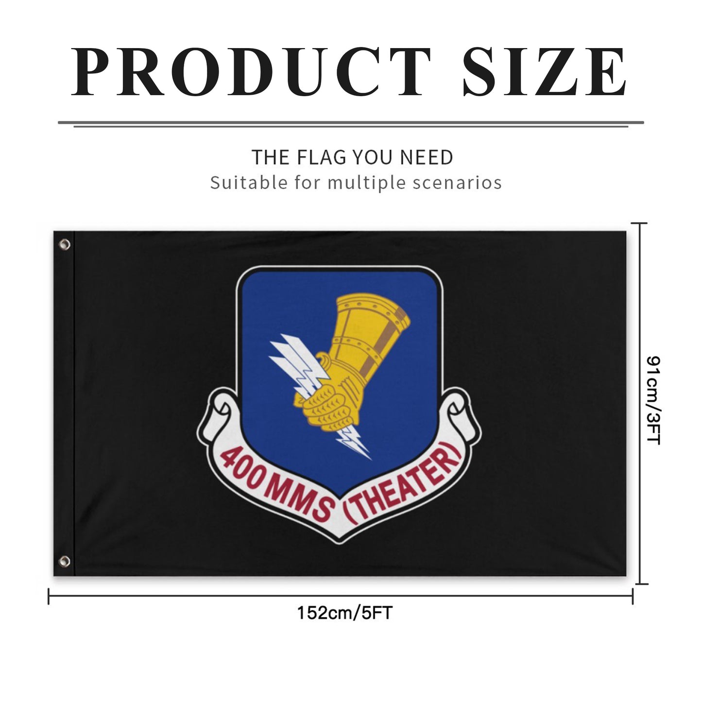 400th MMS (T) Original AMMO Black Background Two-Sided Flag