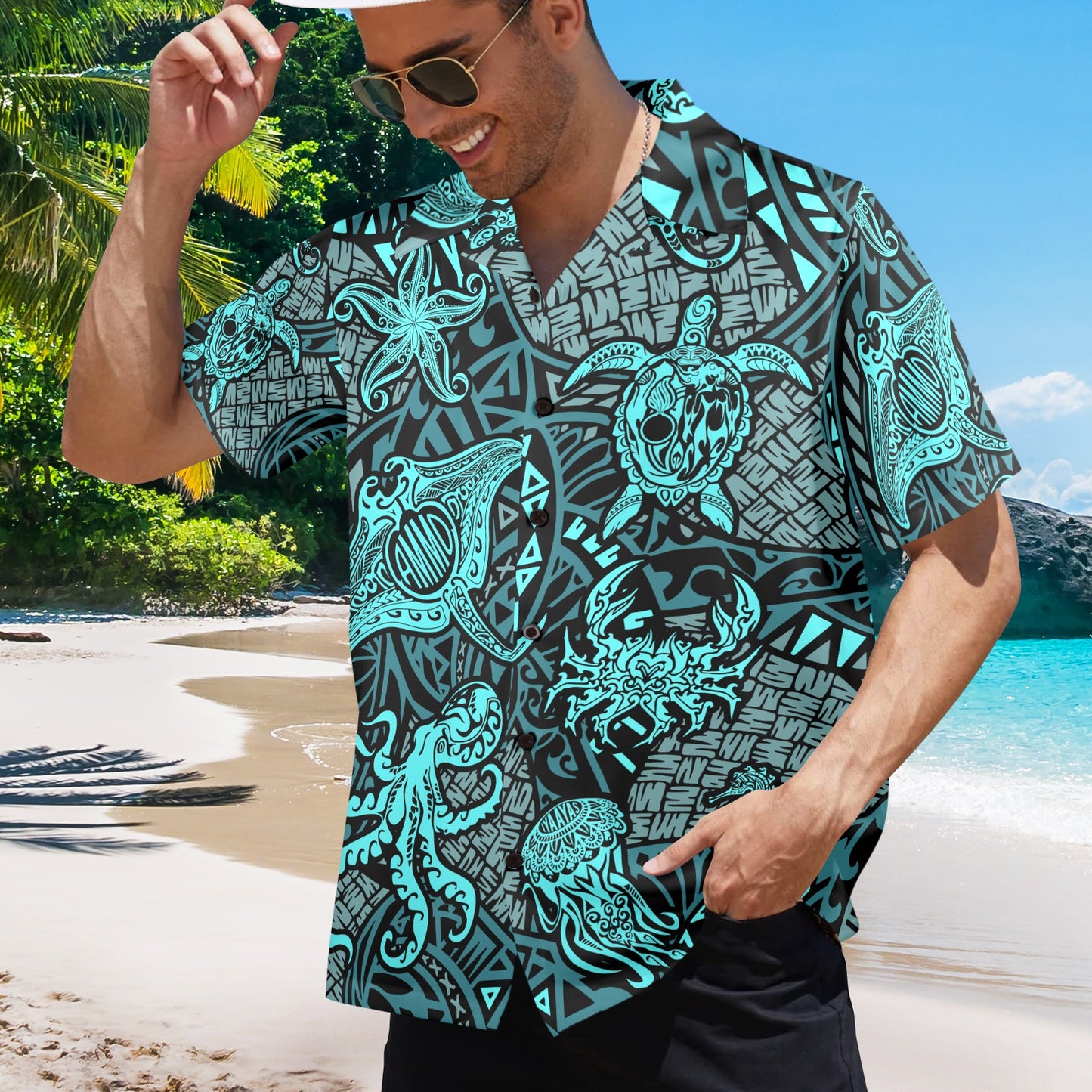 USAF AMMO Sea Life Tribal TEAM PAPI Mens Hawaiian Shirt