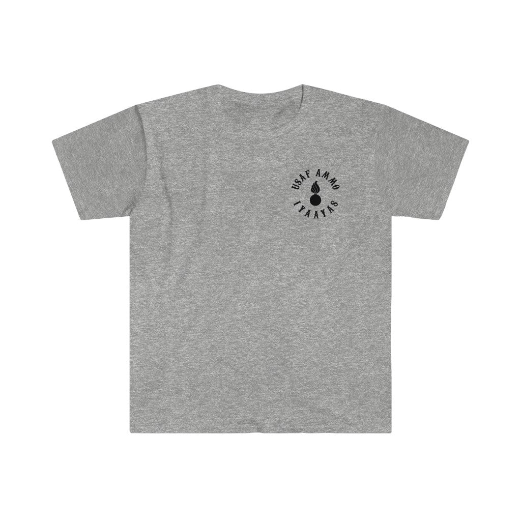 Sons Of AMMO Grim Reaper Death Sickle Scythe Missile Pisspot IYAAYAS Munitons Logo Unisex Softstyle T-Shirt