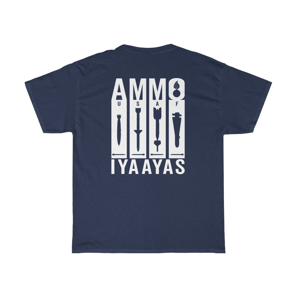 AMMO Word Stretched Down USAF IYAAYAS Bomb Missile and Flechette Silhouette Munitions Heritage Unisex Gift T-Shirt