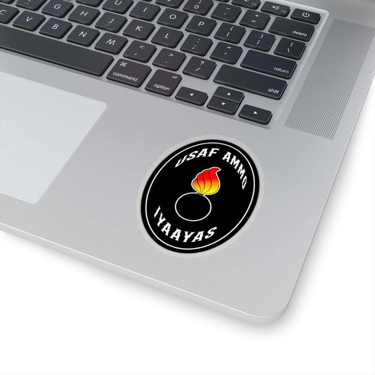 USAF AMMO Pisspot IYAAYAS Classic Oval Shaped Black Kiss-Cut Vinyl Sticker