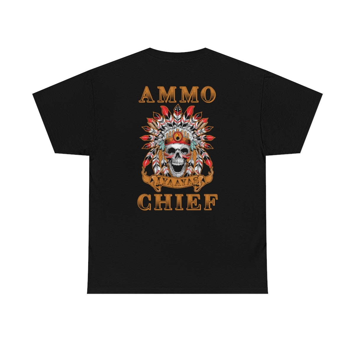 USAF AMMO Chief Full Native American Headress Pisspot IYAAYAS Munitions Heritage T-Shirt