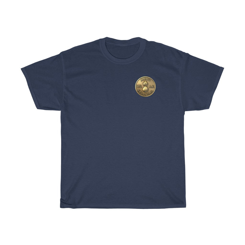 The AMMO Coin Don't Get Caught Without It Girl Bending Over Coin American Flag Front and Back Design Unisex Heavy Cotton Tee