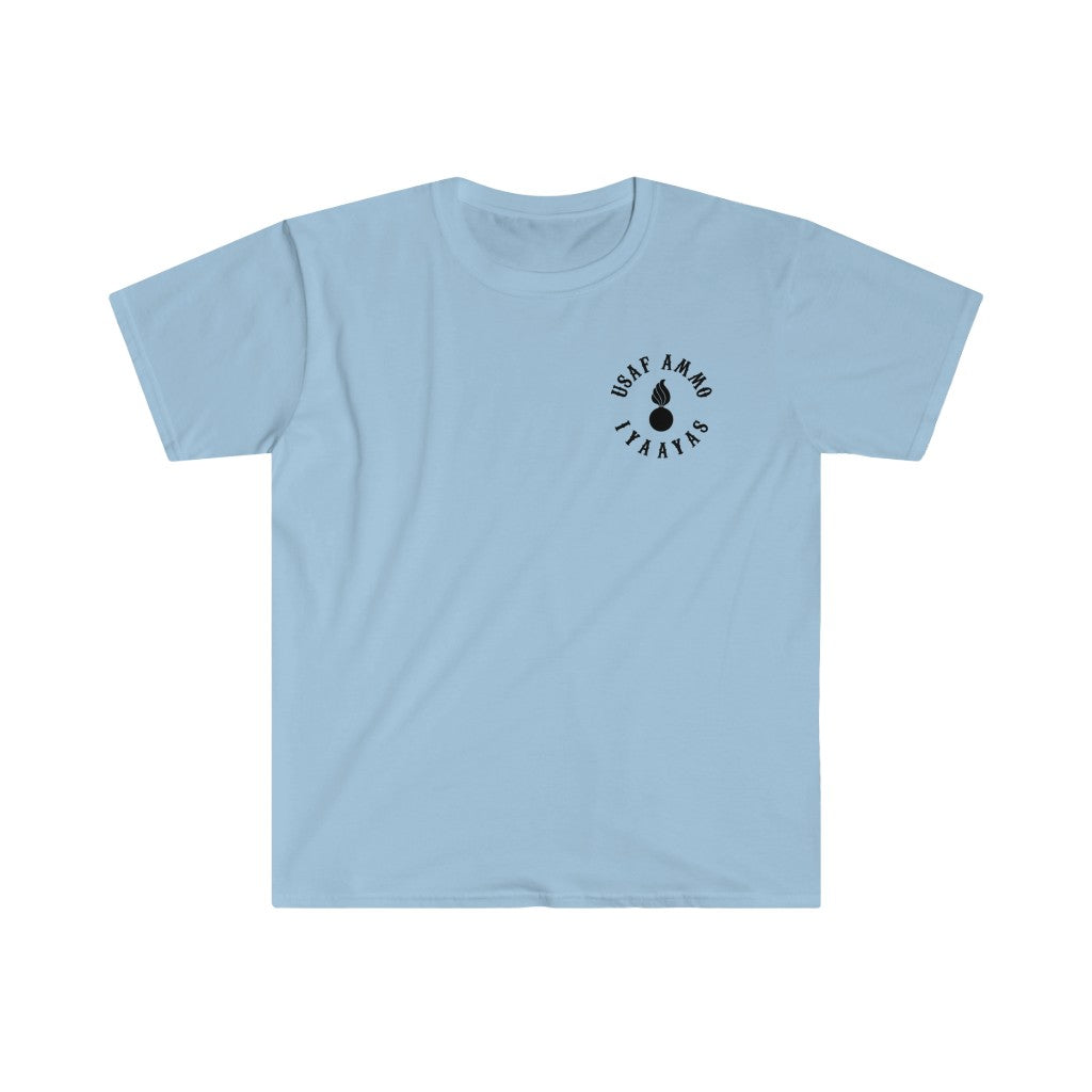 Sons Of AMMO Grim Reaper Death Sickle Scythe Missile Pisspot IYAAYAS Munitons Logo Unisex Softstyle T-Shirt