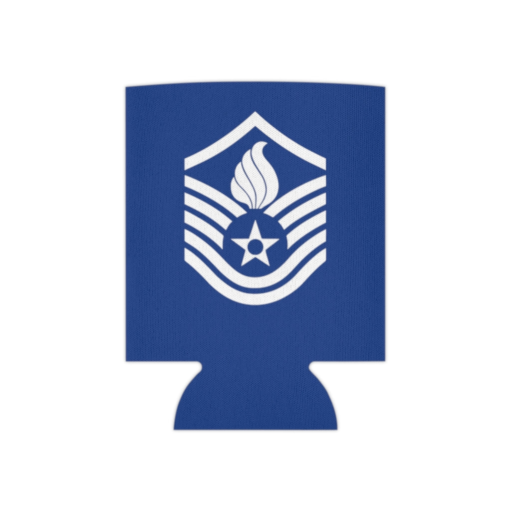 USAF AMMO White Master Sergeant Stripes With Pisspot Flames Blue Beer Coozie Can Cooler