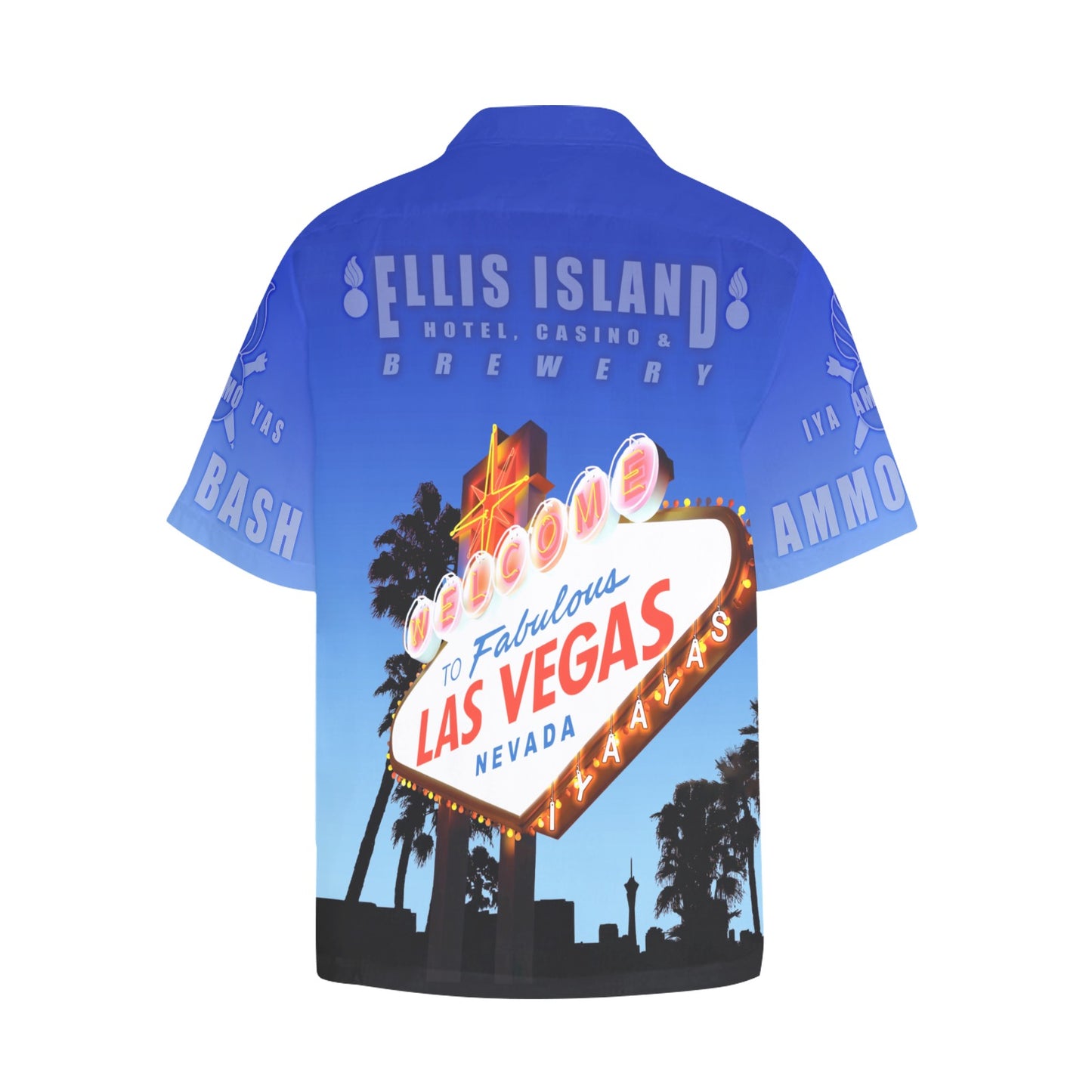 AMMO Bash 2023 Event Attendee Las Vegas Nevada Ellis Island Hotel Casino Brewery Mens Front Left Chest Pocket Event Hawaiian Shirt