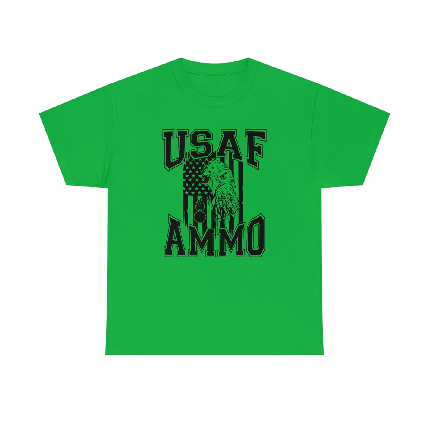 USAF AMMO Eagle Head Vertical American Flag Pisspot Light Colored Shirts Only Unisex Heavy Cotton Tee