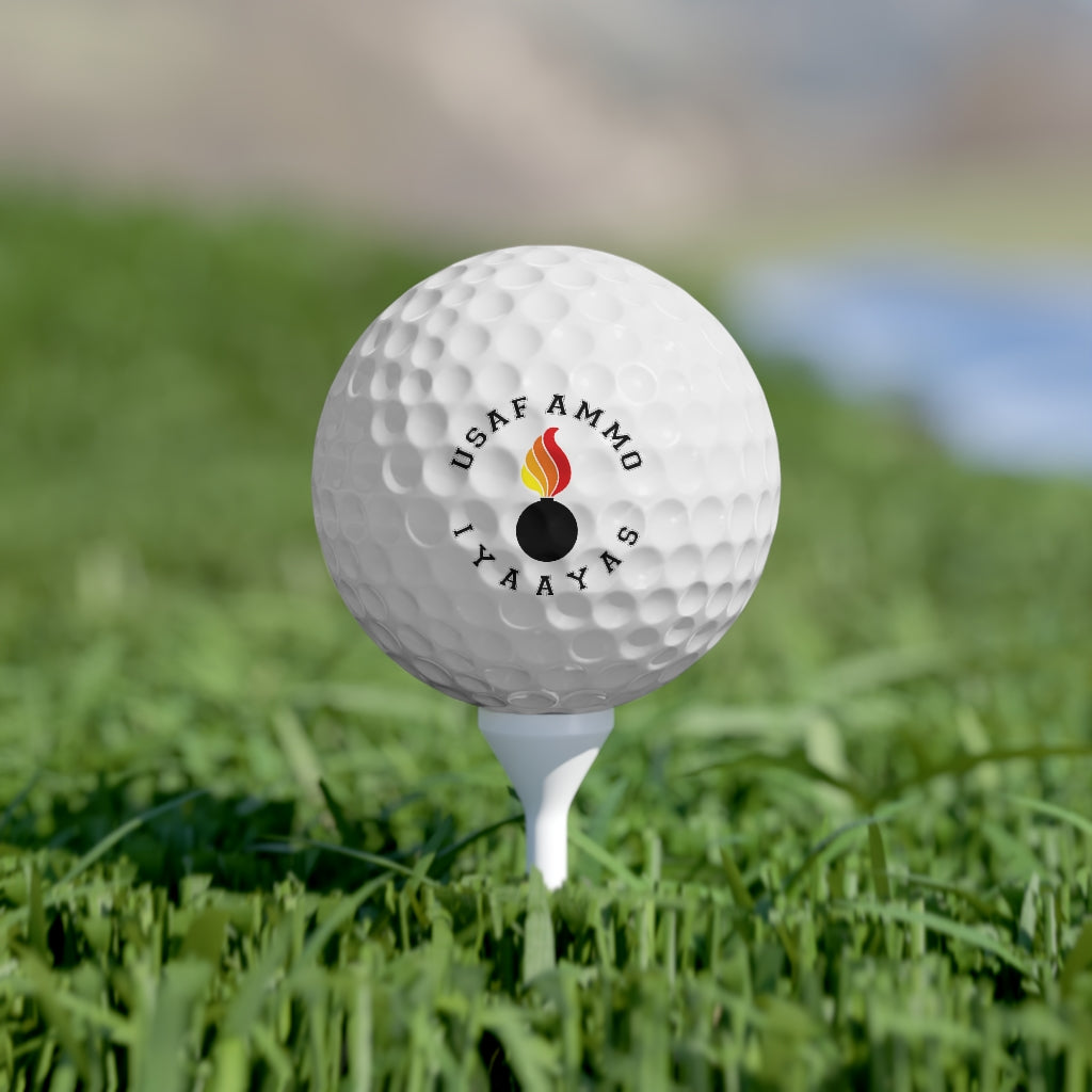 USAF AMMO Circular Pisspot IYAAYAS No Background Logo Golf Balls, 6pcs