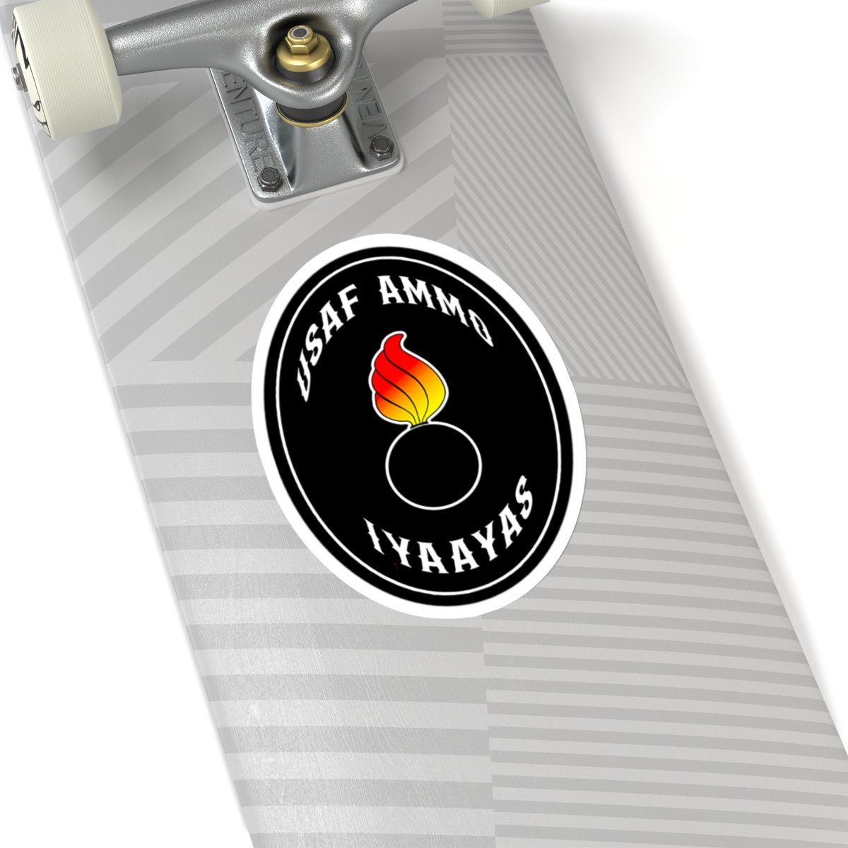 USAF AMMO Pisspot IYAAYAS Classic Oval Shaped Black Kiss-Cut Vinyl Sticker