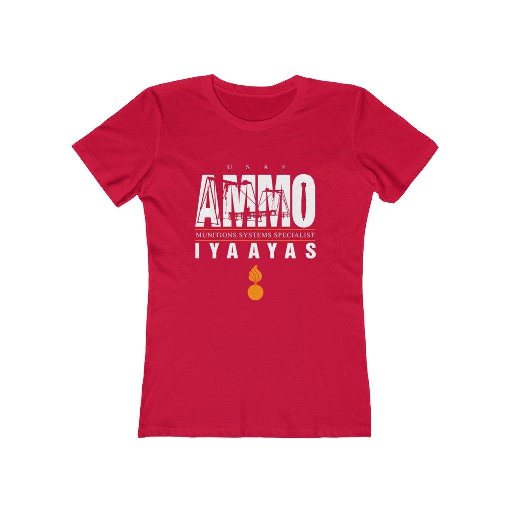 USAF AMMO MAC RAMS Inside Word Bomb IYAAYAS Pisspot Women's The Boyfriend Tee - AMMO Pisspot IYAAYAS Gear