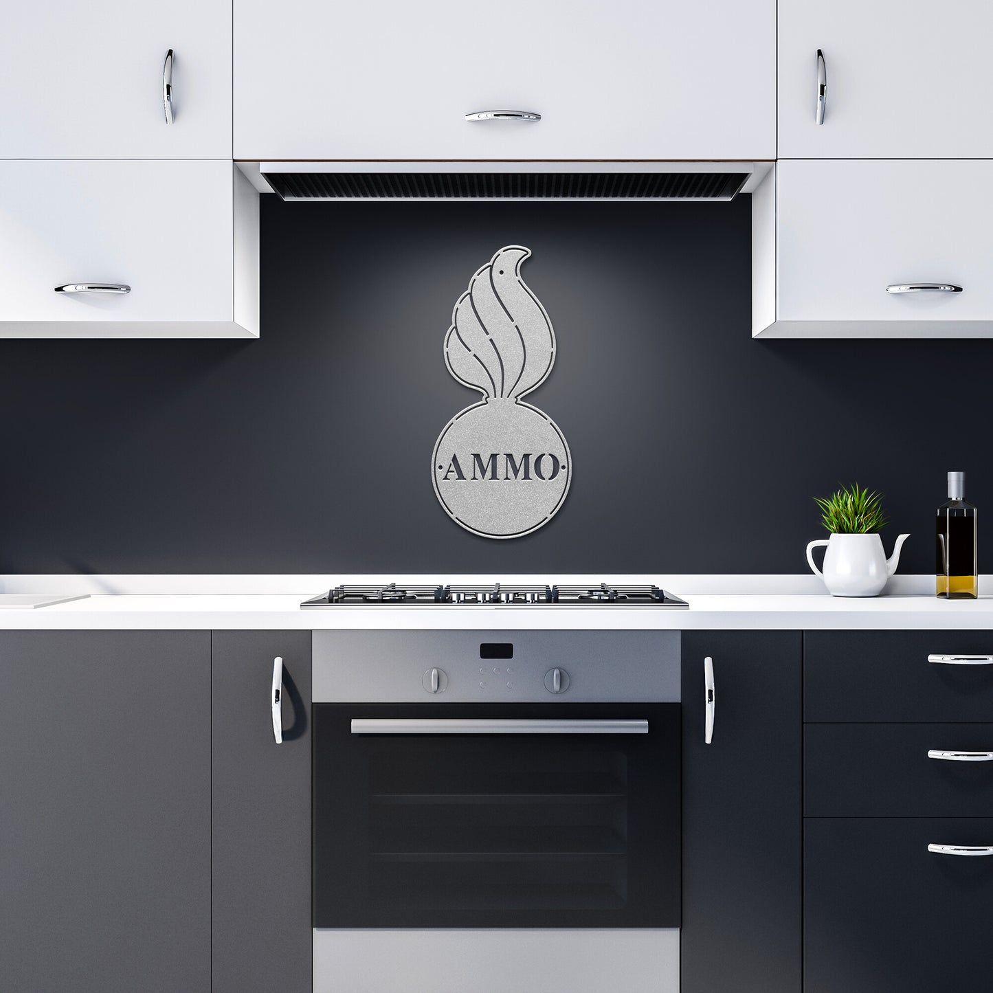 AMMO Pisspot With Word AMMO In Middle Of Shell Die Cut Hanging Metal Wall Sign