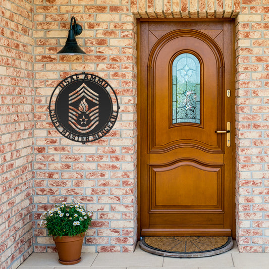 USAF AMMO Chief Master Sergeant Rank With Pisspot Circular Die Cut Hanging Metal Wall Sign