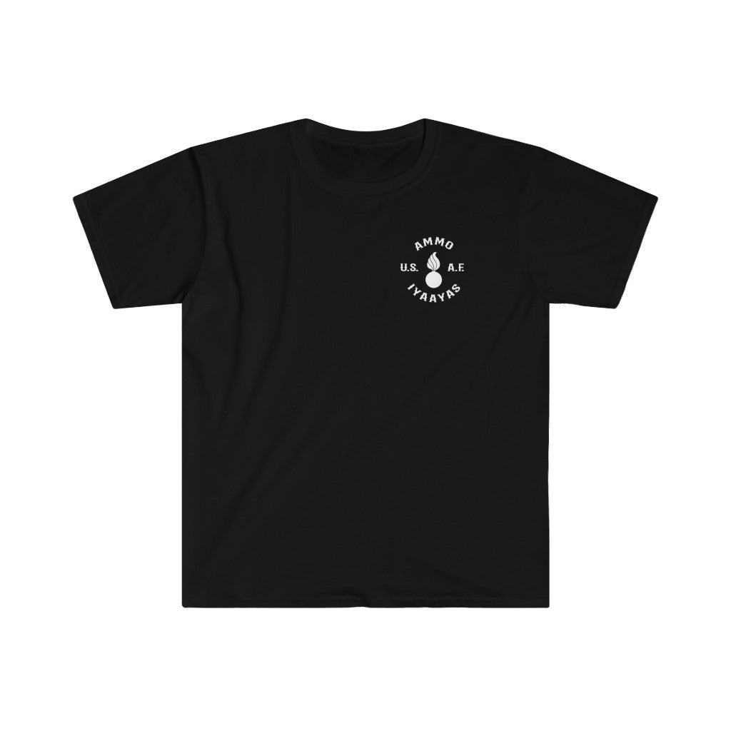 USAF AMMO Fists with US Flag Skull IYAAYAS Munitions Heritage Gift Unisex Softstyle T-Shirt