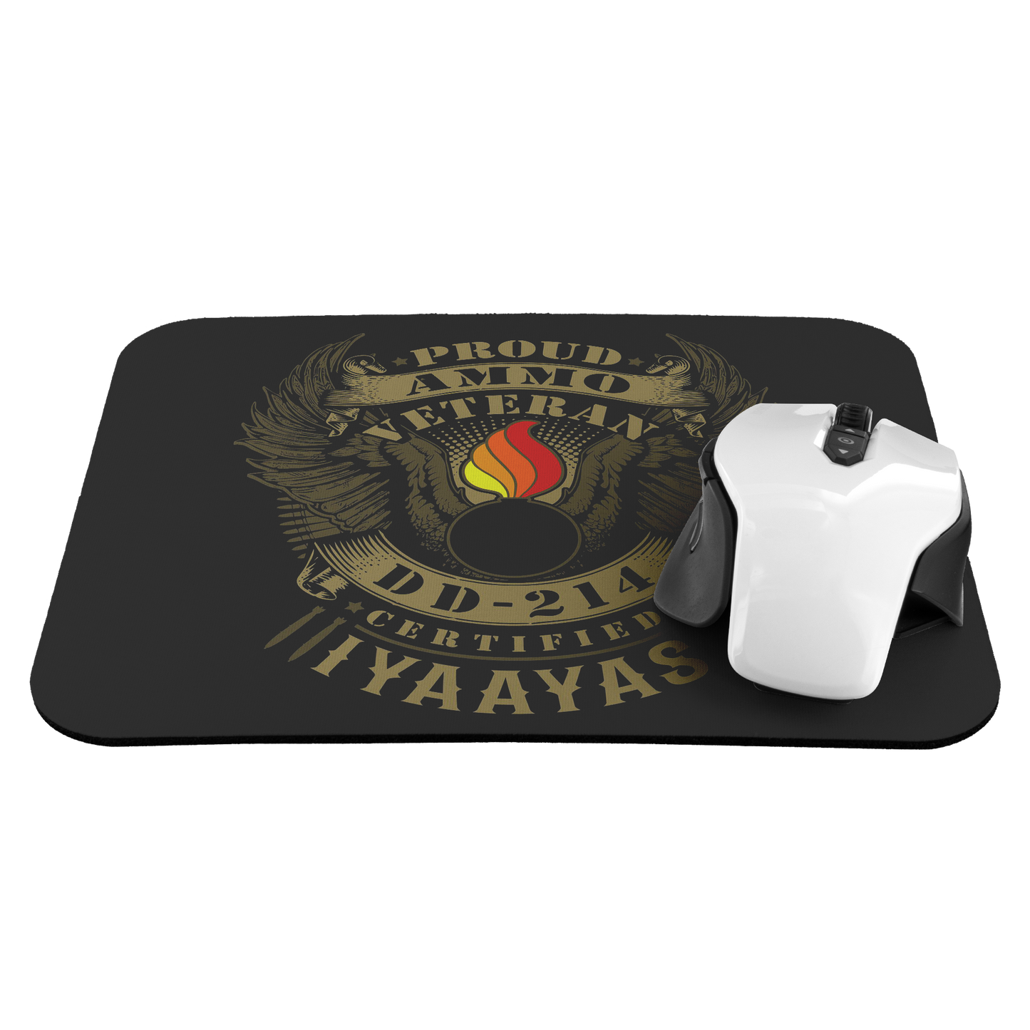USAF AMMO IYAAYAS Veteran DD-214 Certified Pisspot with Eagle Wings Mousepad