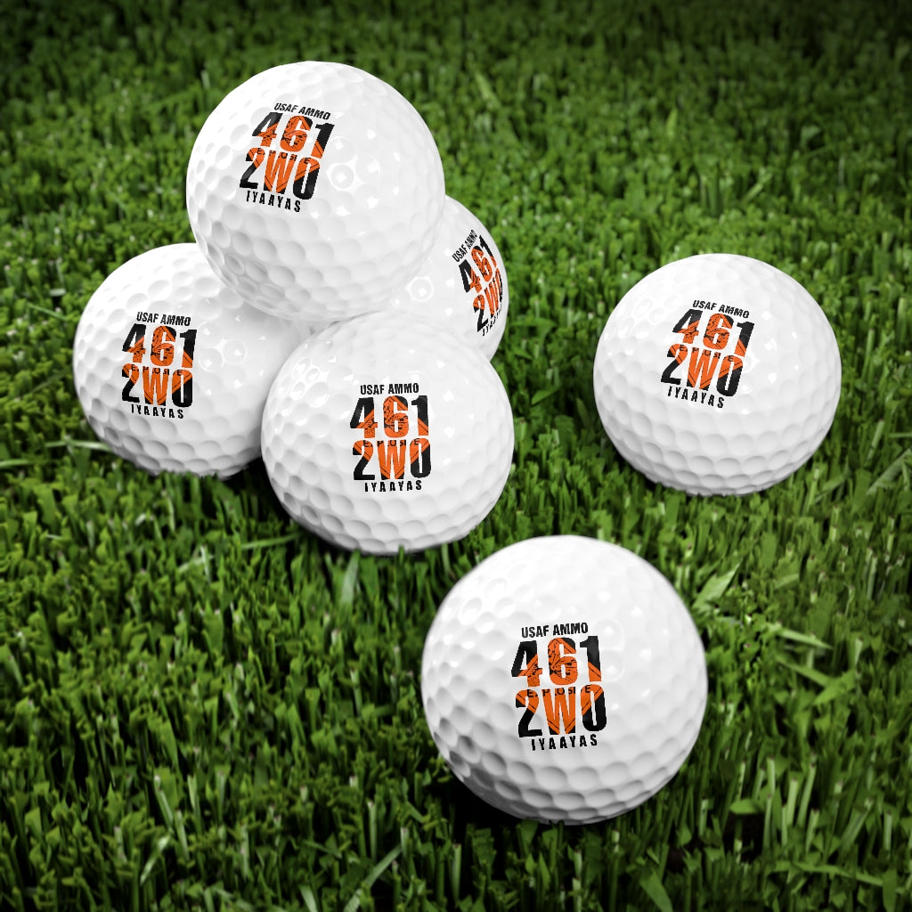 USAF AMMO Explosive Placard 461 2W0 IYAAYAS Logo Munitions Heritage Golf Balls, 6pcs