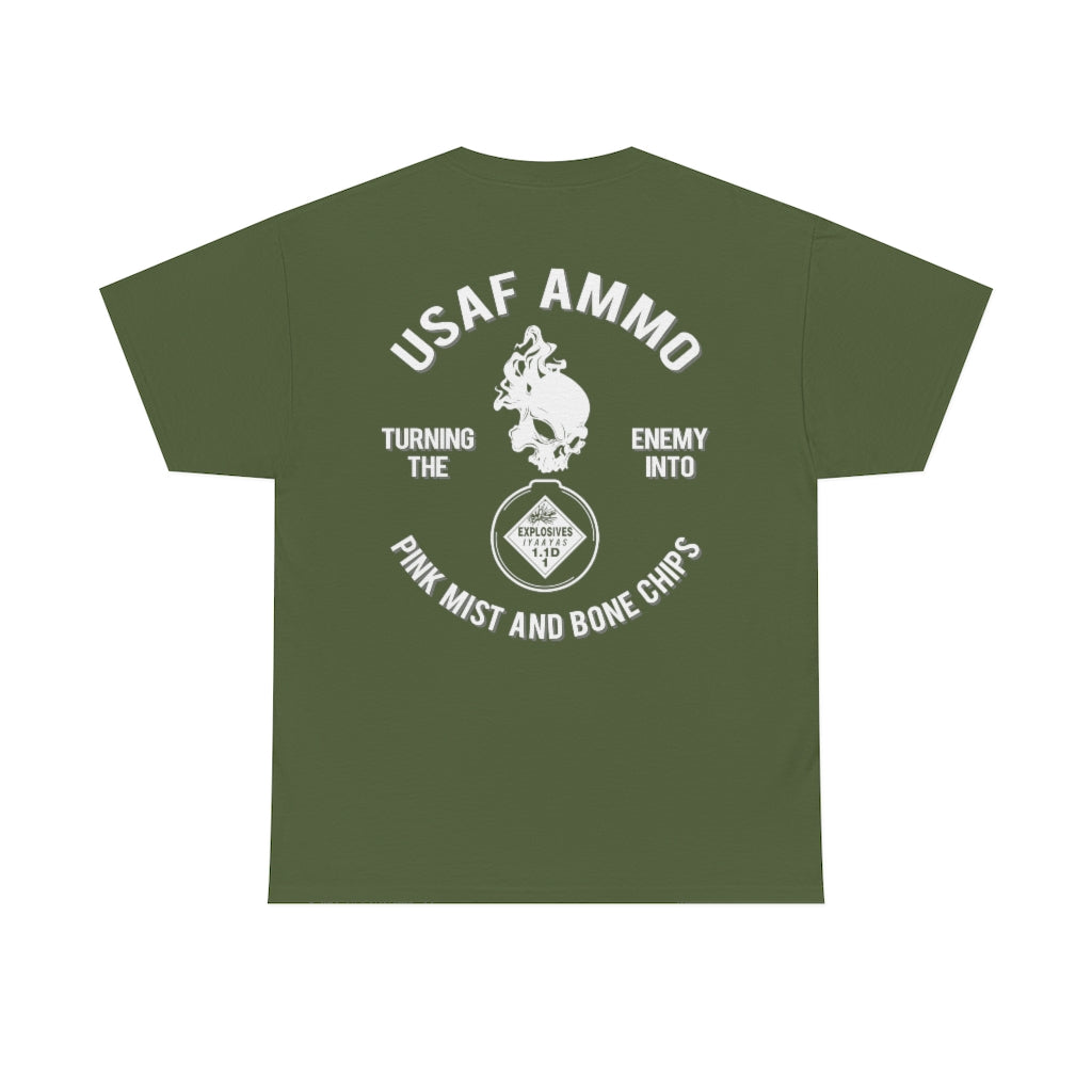 USAF AMMO Turning The Enemy Into Pink Mist And Bone Chips Skull Smoke Pisspot Unisex T-Shirt