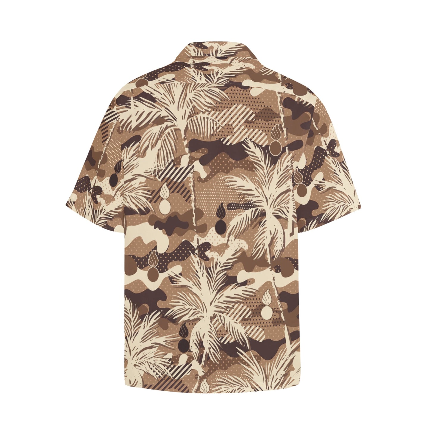 AMMO Camouflage Palm Trees Pisspots Pattern Mens Left Chest Pocket Hawaiian Shirt