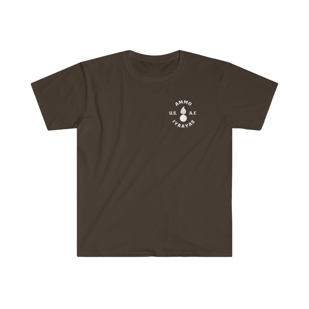 USAF AMMO Fists with US Flag Skull IYAAYAS Munitions Heritage Gift Unisex Softstyle T-Shirt