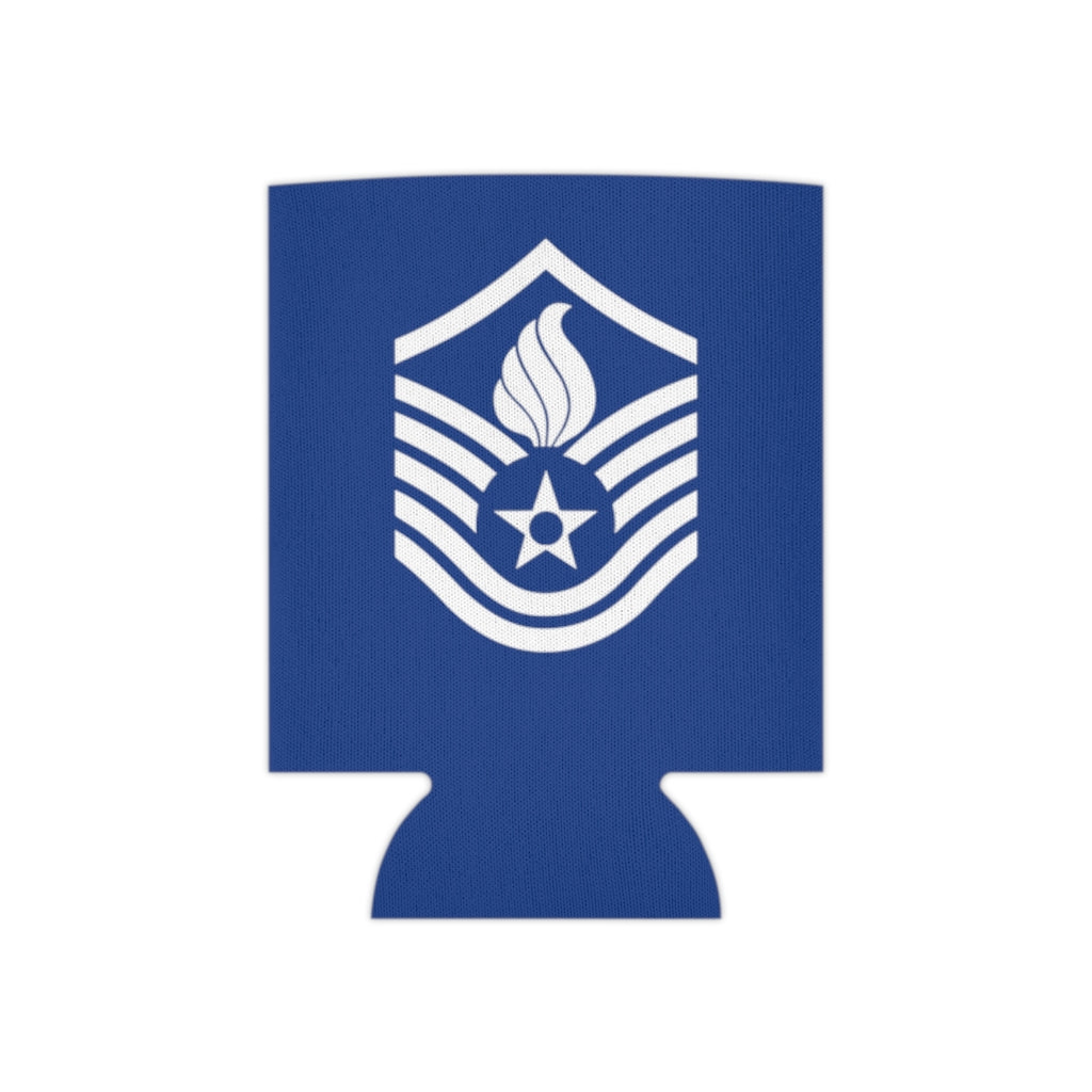 USAF AMMO White Master Sergeant Stripes With Pisspot Flames Blue Beer Coozie Can Cooler