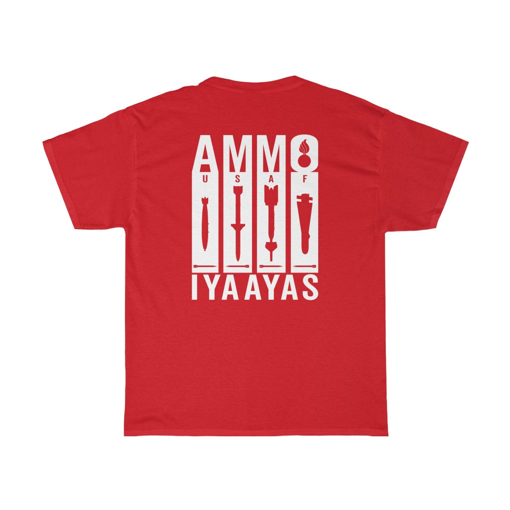 AMMO Word Stretched Down USAF IYAAYAS Bomb Missile and Flechette Silhouette Munitions Heritage Unisex Gift T-Shirt