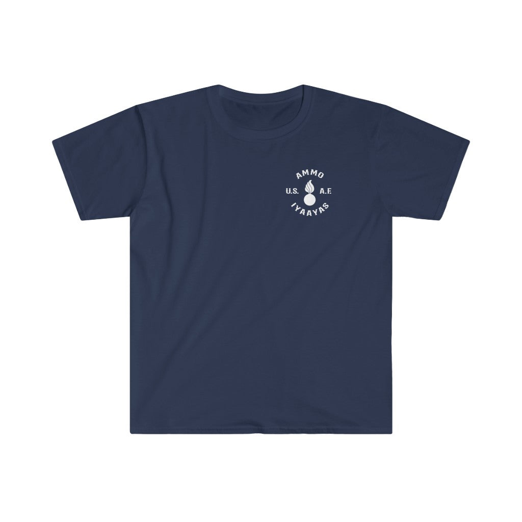 USAF AMMO Fists with US Flag Skull IYAAYAS Munitions Heritage Gift Unisex Softstyle T-Shirt