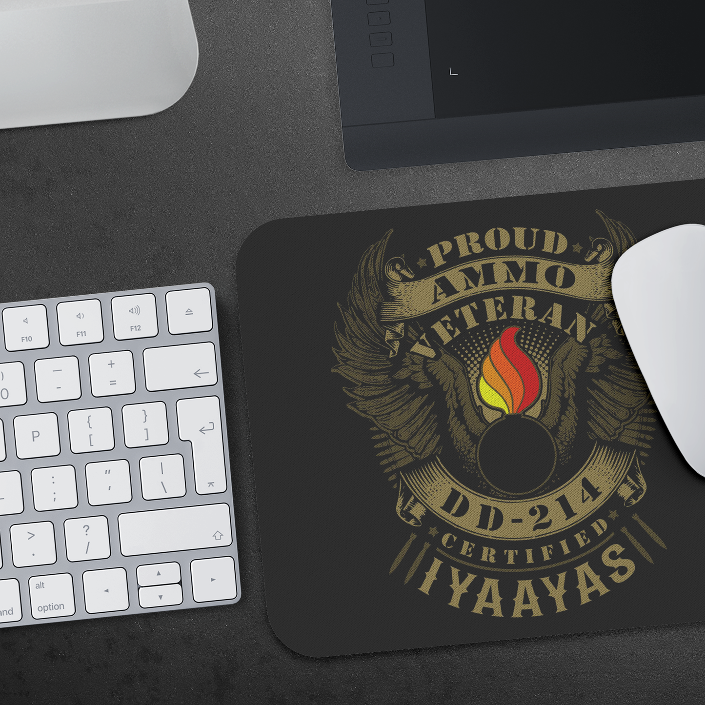 USAF AMMO IYAAYAS Veteran DD-214 Certified Pisspot with Eagle Wings Mousepad