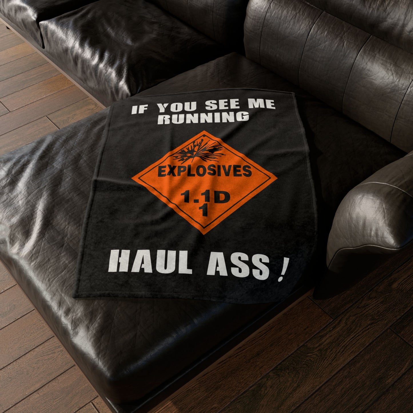 Explosive Placard USAF AMMO If You See Me Running Haul Ass Soft Polyester 30" x 40" Blanket