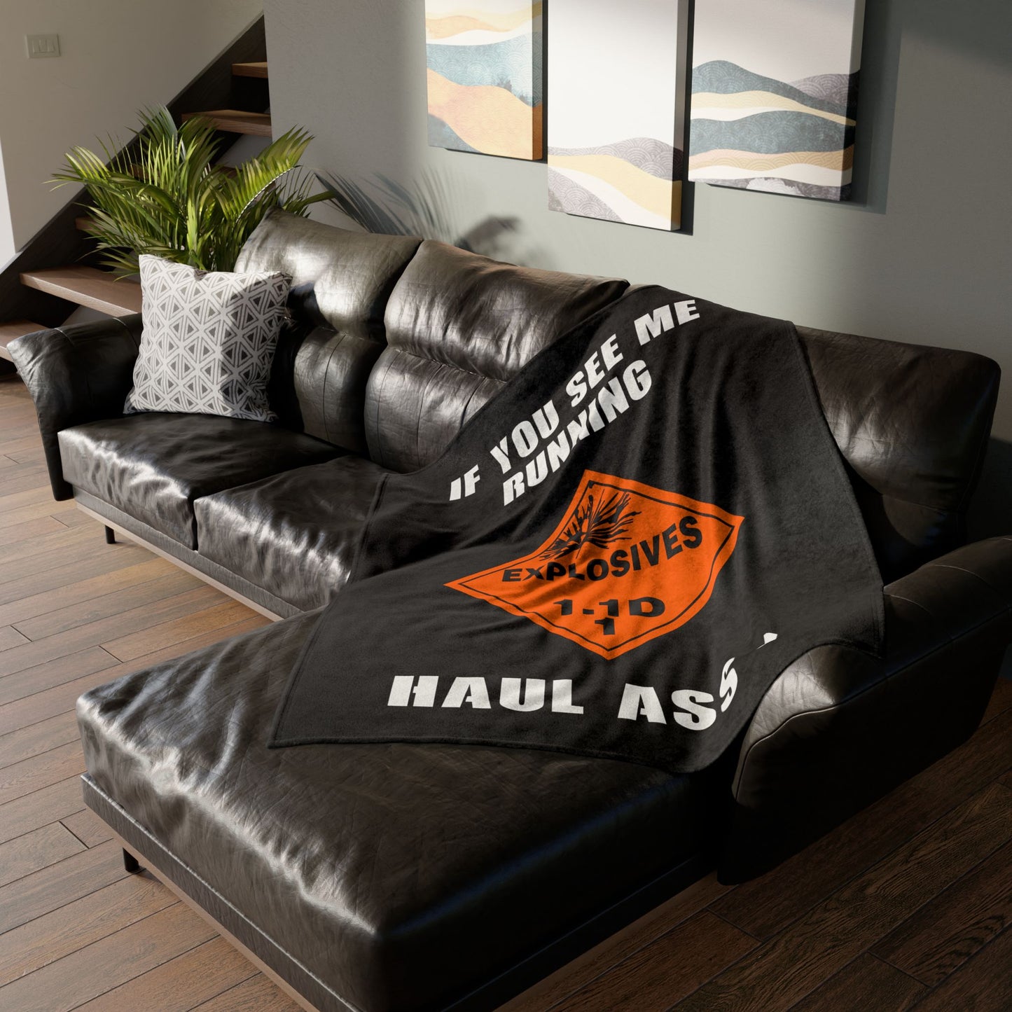 Explosive Placard USAF AMMO If You See Me Running Haul Ass Soft Polyester 50" x 60" Blanket