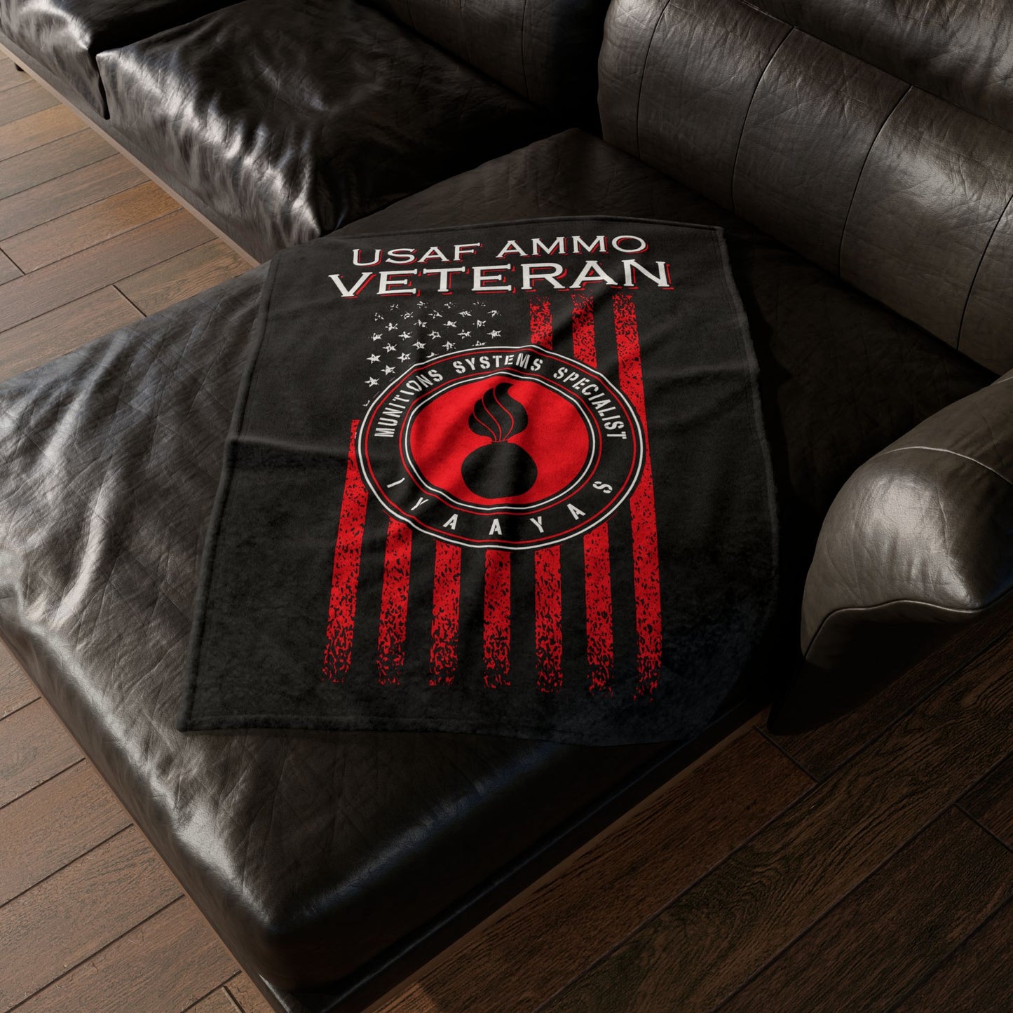 USAF AMMO Veteran Vertical Grunge American Flag Circular Logo With Pisspot and IYAAYAS Soft Polyester 30" x 40" Blanket