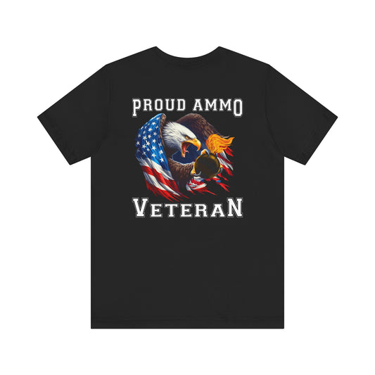 Proud USAF AMMO Veteran Eagle American Flag Holding Pisspot In Claw Unisex Jersey Short Sleeve Tee