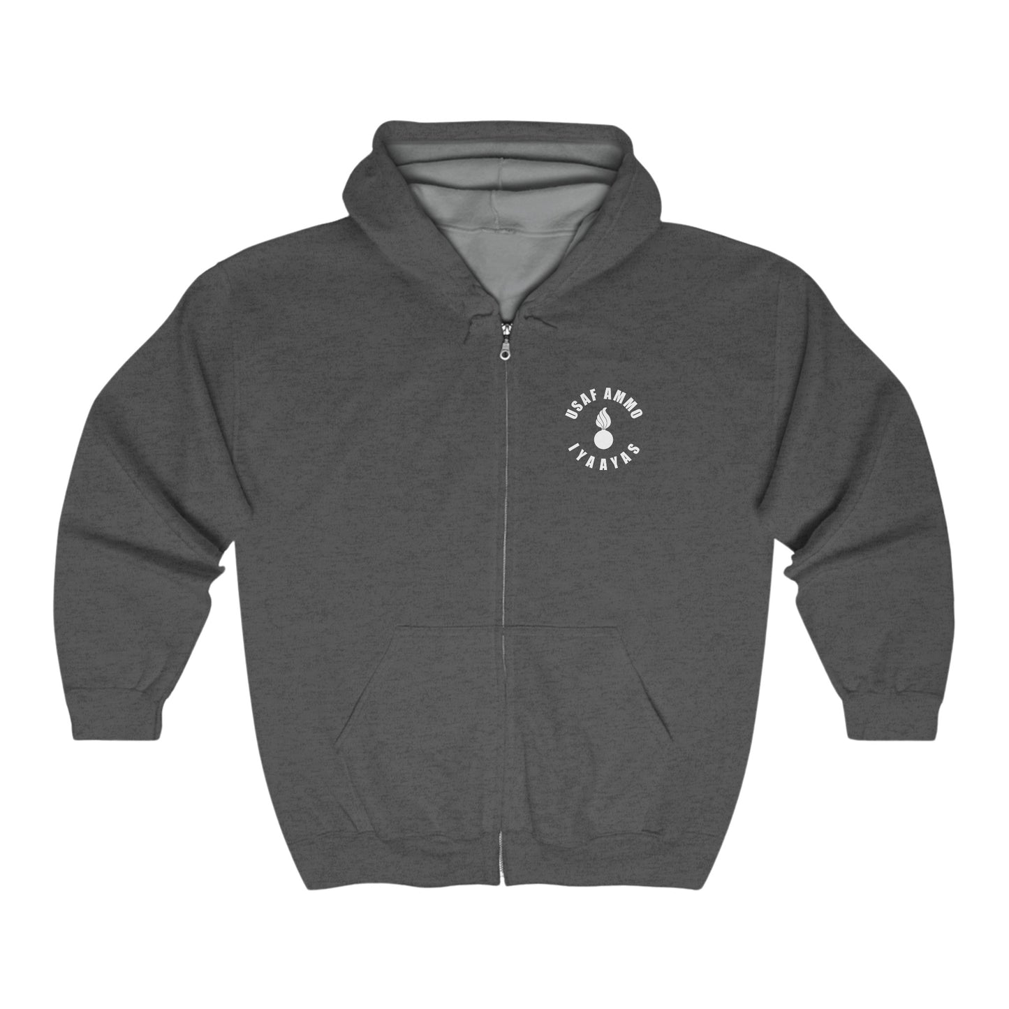 USAF AMMO If You See Me Running Haul Ass Explosive Placard Unisex Heavy Blend™ Full Zip Hooded Sweatshirt