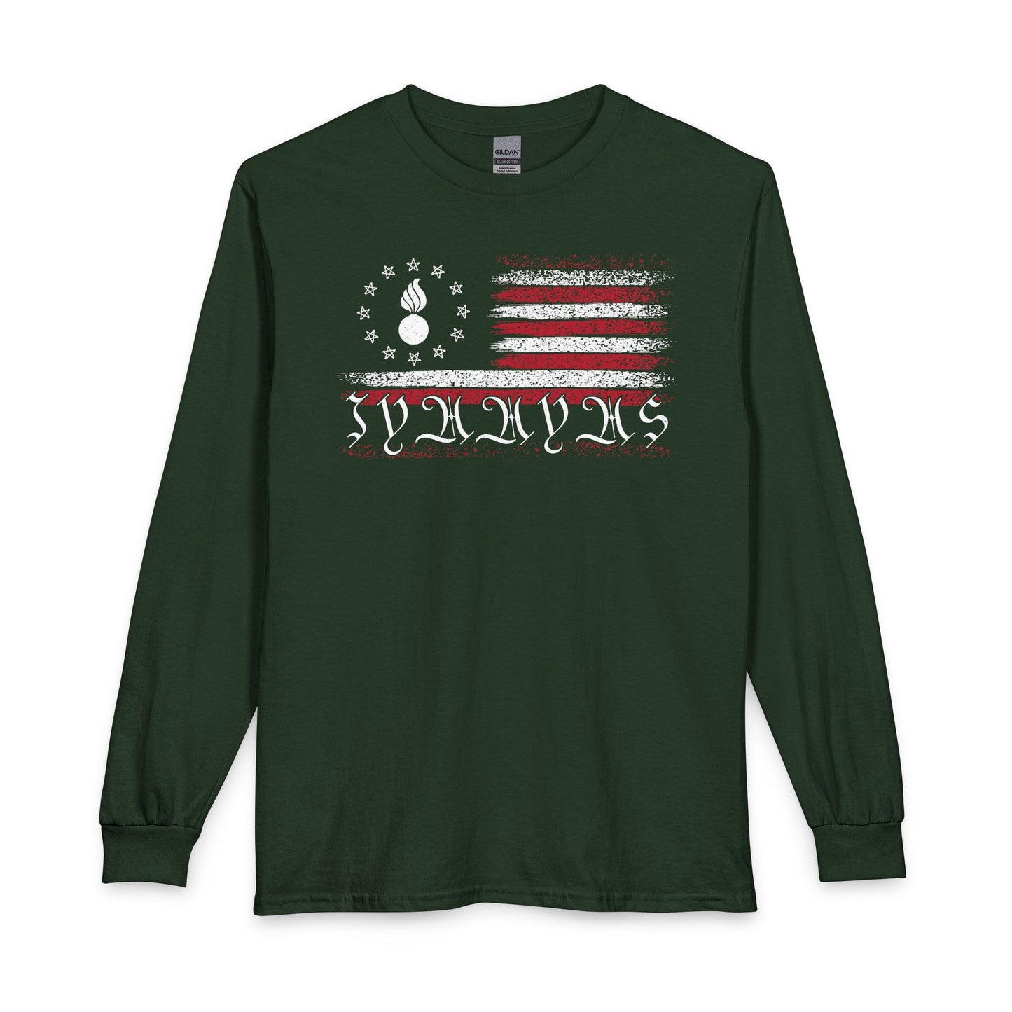 AMMO Pisspot Grunge American Flag Flechette Stars IYAAYAS We The People Style Unisex Long Sleeve T-Shirt